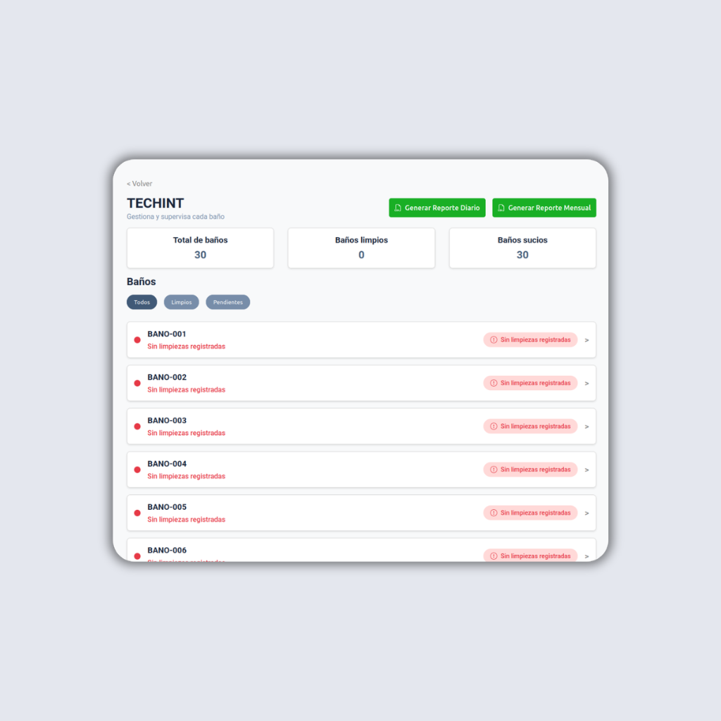 Vista previa de Gestión de Baños Químicos